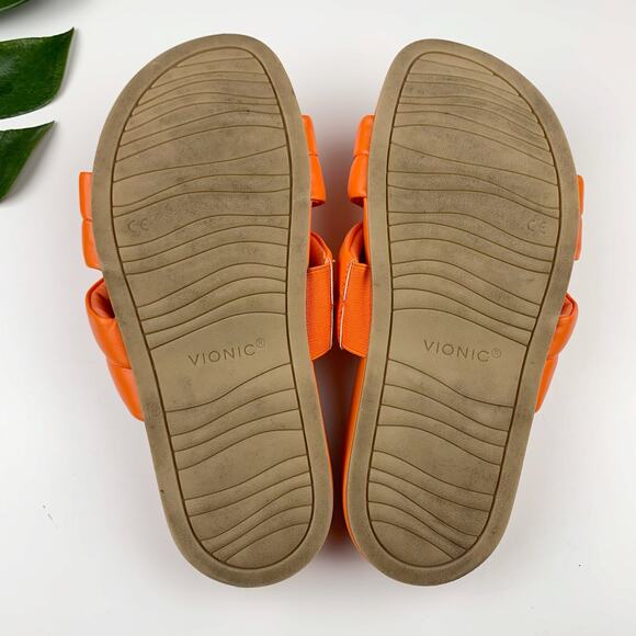 Vionic Mayla Slides Sandals Orange Double Padded Straps Slip On Women's 8.5 - Picture 11 of 11